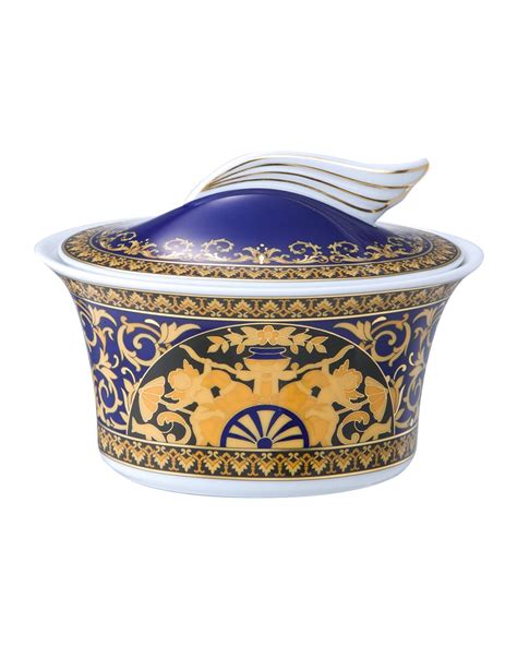 versace blue medusa covered soup bowl|Versace Medusa Blue Covered Vegetable Bowl, 54 ounce.